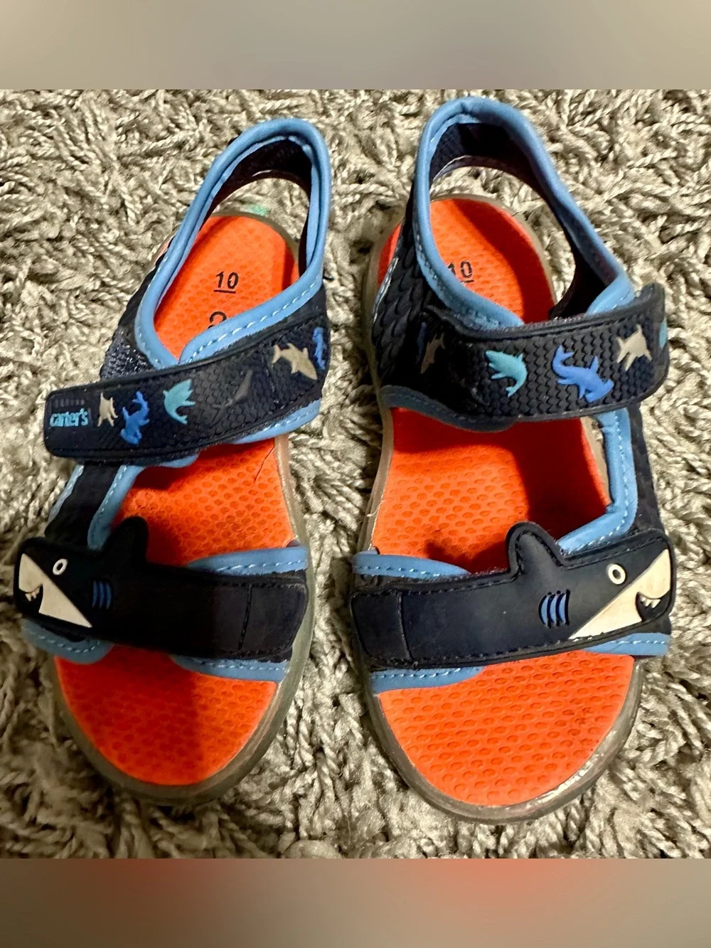 Carter's Navy and Orange Shark Kids Sandals